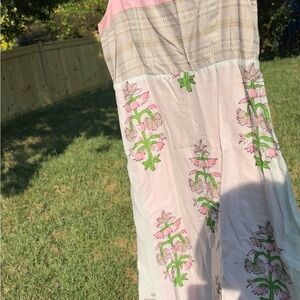 Moulinette Soeurs Pink and Green Midi Dress